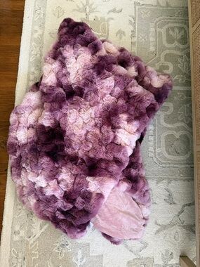 Anthropologie Plume Ombre Faux Fur Throw - Blush to Plum